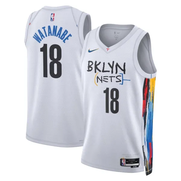 Nike Brooklyn Nets Yuta Watanabe 18 Miesten Pelipaita City Edition 2022-23 Swingman Valkoinen Nike Brooklyn Nets Yuta Watanabe 18 Miesten Pelipaita City Edition 2022-23 Swingman Valkoinen