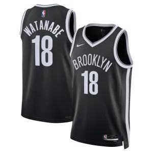 Nike Brooklyn Nets Yuta Watanabe 18 Miesten Pelipaita Icon Edition Swingman Musta