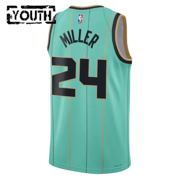Charlotte Hornets Jordan Brandon Miller Lasten Pelipaita City Edition 2024-25 Swingman Sinivihreä