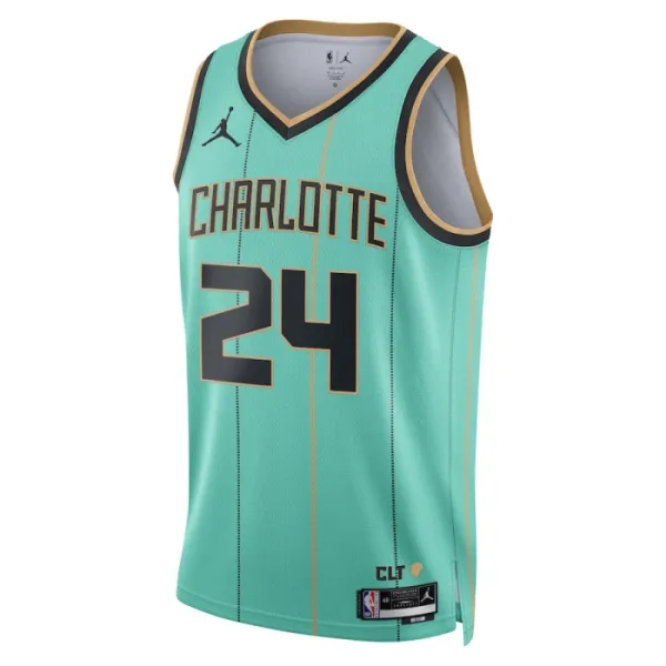 Charlotte Hornets Jordan Brandon Miller Miesten Pelipaita City Edition 2024-25 Swingman Sinivihreä