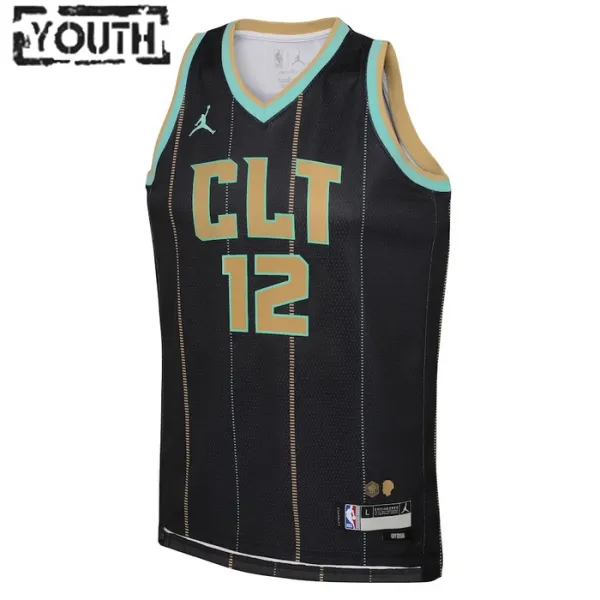Charlotte Hornets Jordan Kelly Oubre JR 12 Lasten Pelipaita City Edition 2022-23 Swingman Musta