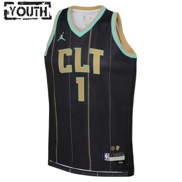 Charlotte Hornets Jordan Lamelo Ball 1 Lasten Pelipaita City Edition 2022-23 Swingman Musta