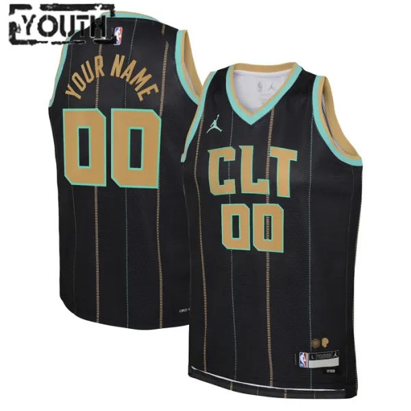 Charlotte Hornets Jordan Personoitava Lasten Pelipaita City Edition 2022-23 Swingman Musta Charlotte Hornets Jordan Personoitava Lasten Pelipaita City Edition 2022-23 Swingman Musta