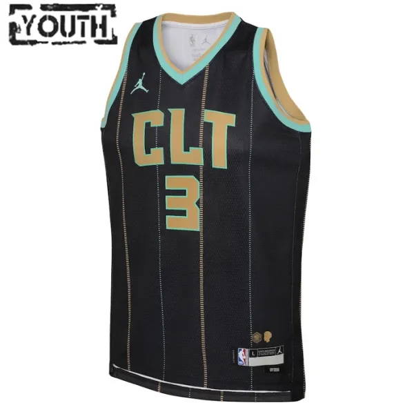 Charlotte Hornets Jordan Terry Rozier III 3 Lasten Pelipaita City Edition 2022-23 Swingman Musta