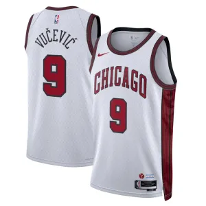 Nike Chicago Bulls Nikola Vucevic 9 Miesten Pelipaita City Edition 2022-23 Swingman Valkoinen