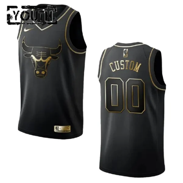 Nike Chicago Bulls Personoitava Lasten Pelipaita Golden Edition Swingman Musta Nike Chicago Bulls Personoitava Lasten Pelipaita Golden Edition Swingman Musta