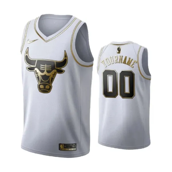 Nike Chicago Bulls Personoitava Miesten Pelipaita Golden Edition Swingman Valkoinen Nike Chicago Bulls Personoitava Miesten Pelipaita Golden Edition Swingman Valkoinen