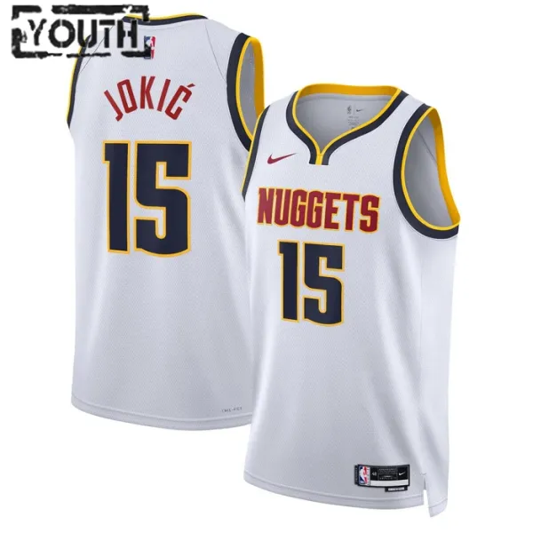 Nike Denver Nuggets Nikola Jokic 15 Lasten Pelipaita Association Edition Swingman Valkoinen Nike Denver Nuggets Nikola Jokic 15 Lasten Pelipaita Association Edition Swingman Valkoinen