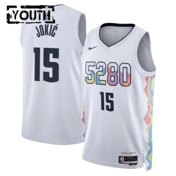 Nike Denver Nuggets Nikola Jokic Lasten Pelipaita City Edition 2024-25 Swingman Valkoinen Nike Denver Nuggets Nikola Jokic Lasten Pelipaita City Edition 2024-25 Swingman Valkoinen