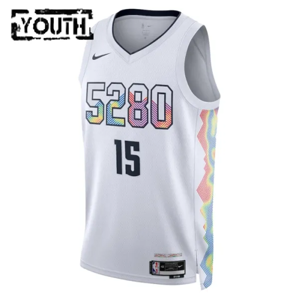 Nike Denver Nuggets Nikola Jokic Lasten Pelipaita City Edition 2024-25 Swingman Valkoinen