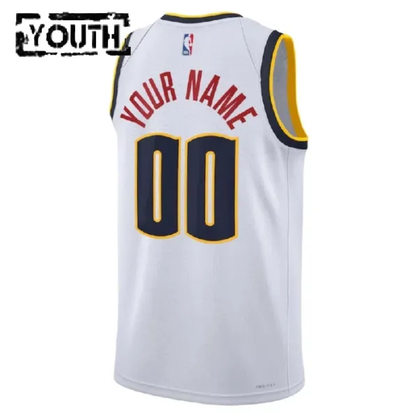 Nike Denver Nuggets Personoitava Lasten Pelipaita Association Edition Swingman Valkoinen