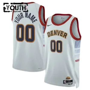 Nike Denver Nuggets Personoitava Lasten Pelipaita City Edition 2022-23 Swingman Valkoinen