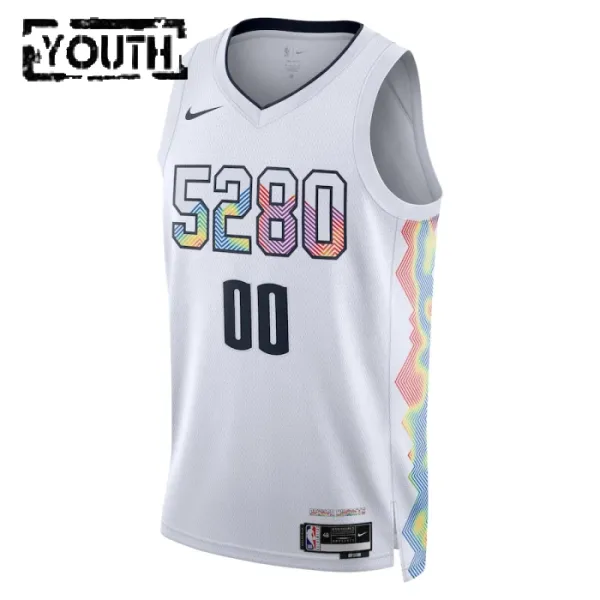 Nike Denver Nuggets Personoitava Lasten Pelipaita City Edition 2024-25 Swingman Valkoinen