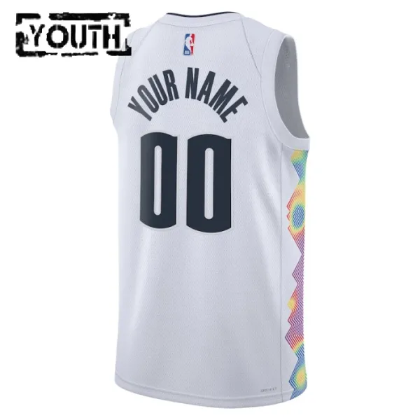 Nike Denver Nuggets Personoitava Lasten Pelipaita City Edition 2024-25 Swingman Valkoinen