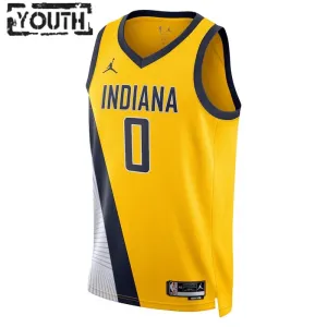 Indiana Pacers Jordan Tyrese Haliburton 0 Lasten Pelipaita Statement Edition Swingman Laivasto