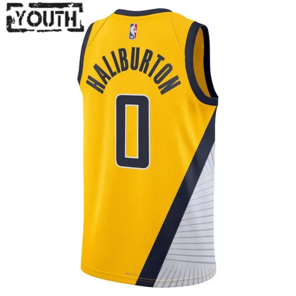 Indiana Pacers Jordan Tyrese Haliburton 0 Lasten Pelipaita Statement Edition Swingman Laivasto