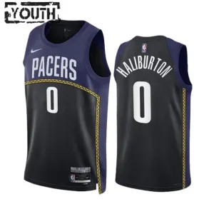 Nike Indiana Pacers Tyrese Haliburton 0 Black Lasten Pelipaita City Edition 2022-23 Swingman Laivasto Nike Indiana Pacers Tyrese Haliburton 0 Black Lasten Pelipaita City Edition 2022-23 Swingman Laivasto