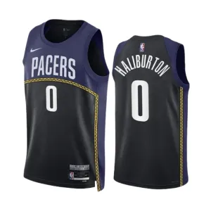 Nike Indiana Pacers Tyrese Haliburton 0 Black Miesten Pelipaita City Edition 2022-23 Swingman Laivasto