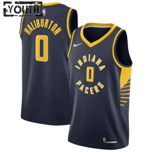 Nike Indiana Pacers Tyrese Haliburton 0 Lasten Pelipaita Icon Edition Swingman Laivasto