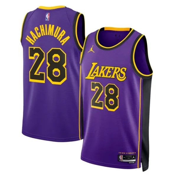 Los Angeles Lakers Jordan Rui Hachimura 28 Miesten Pelipaita Statement Edition Swingman Violetti Los Angeles Lakers Jordan Rui Hachimura 28 Miesten Pelipaita Statement Edition Swingman Violetti
