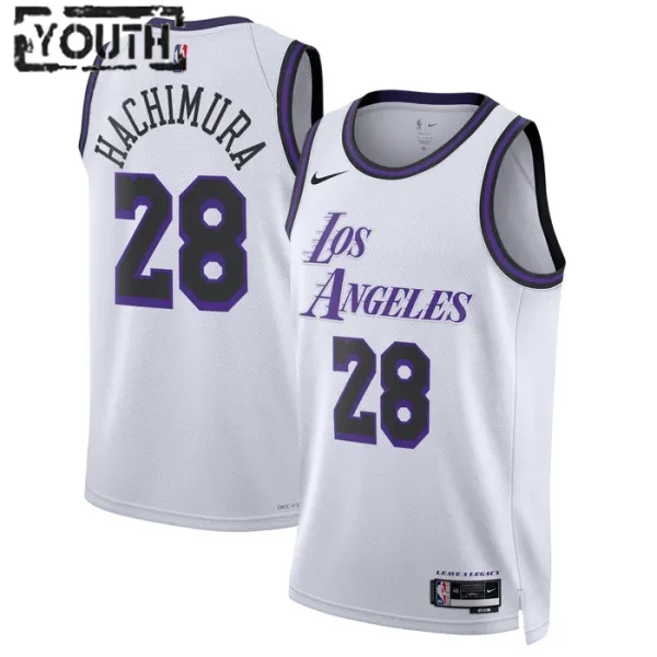 Nike Los Angeles Lakers Rui Hachimura 28 Lasten Pelipaita City Edition 2022-23 Swingman Valkoinen Nike Los Angeles Lakers Rui Hachimura 28 Lasten Pelipaita City Edition 2022-23 Swingman Valkoinen