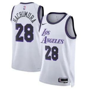 Nike Los Angeles Lakers Rui Hachimura 28 Miesten Pelipaita City Edition 2022-23 Swingman Valkoinen Nike Los Angeles Lakers Rui Hachimura 28 Miesten Pelipaita City Edition 2022-23 Swingman Valkoinen