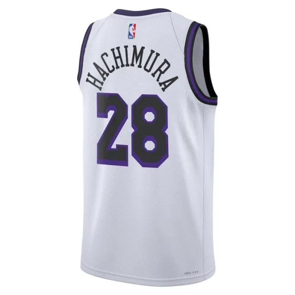Nike Los Angeles Lakers Rui Hachimura 28 Miesten Pelipaita City Edition 2022-23 Swingman Valkoinen