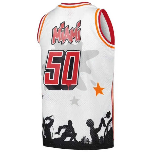 Miami Heat Mitchell Ness x Tats Cru Edition Miesten Pelipaita Hardwood Classics 2023-24 Swingman Valkoinen