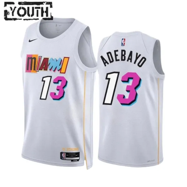 Nike Miami Heat Bam Adebayo 13 Lasten Pelipaita City Edition 2022-23 Swingman Valkoinen Nike Miami Heat Bam Adebayo 13 Lasten Pelipaita City Edition 2022-23 Swingman Valkoinen