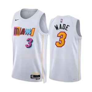 Nike Miami Heat Dwyane Wade 3 Miesten Pelipaita City Edition 2022-23 Swingman Valkoinen Nike Miami Heat Dwyane Wade 3 Miesten Pelipaita City Edition 2022-23 Swingman Valkoinen