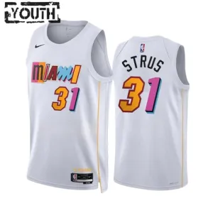 Nike Miami Heat Max Strus 31 Lasten Pelipaita City Edition 2022-23 Swingman Valkoinen