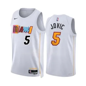 Nike Miami Heat Nikola Jovic 5 Miesten Pelipaita City Edition 2022-23 Swingman Valkoinen