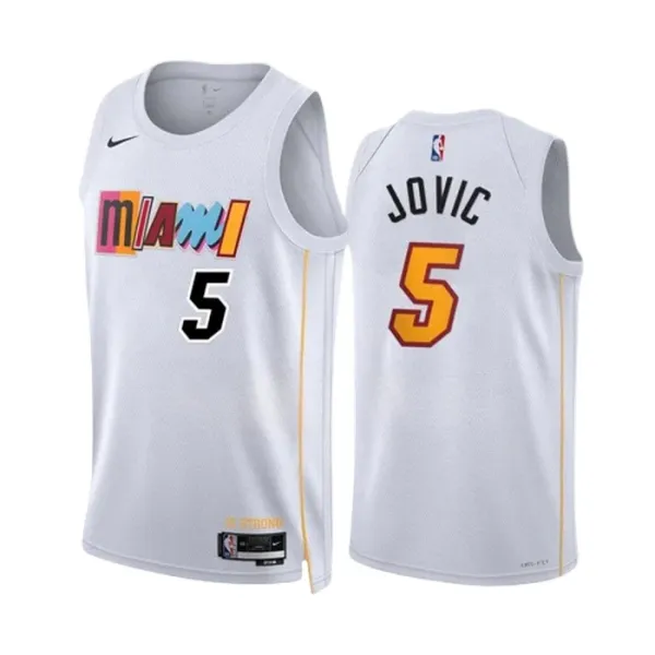 Nike Miami Heat Nikola Jovic 5 Miesten Pelipaita City Edition 2022-23 Swingman Valkoinen Nike Miami Heat Nikola Jovic 5 Miesten Pelipaita City Edition 2022-23 Swingman Valkoinen