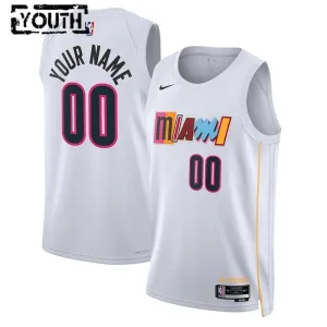 Nike Miami Heat Personoitava Lasten Pelipaita City Edition 2022-23 Swingman Valkoinen