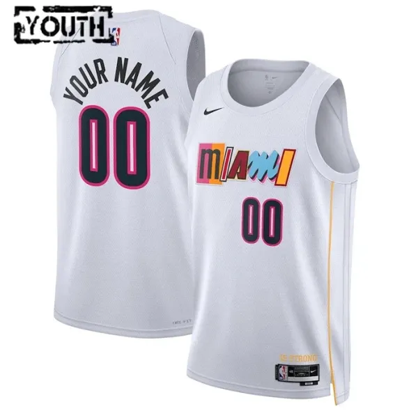 Nike Miami Heat Personoitava Lasten Pelipaita City Edition 2022-23 Swingman Valkoinen Nike Miami Heat Personoitava Lasten Pelipaita City Edition 2022-23 Swingman Valkoinen
