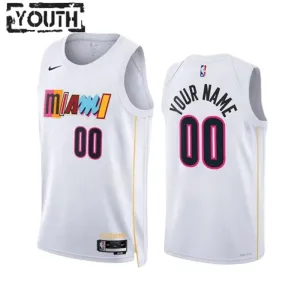 Nike Miami Heat Personoitava Lasten Pelipaita City Edition 2022-23 Swingman Valkoinen