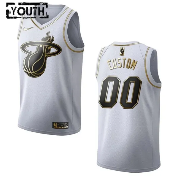 Nike Miami Heat Personoitava Lasten Pelipaita Golden Edition Swingman Valkoinen Nike Miami Heat Personoitava Lasten Pelipaita Golden Edition Swingman Valkoinen