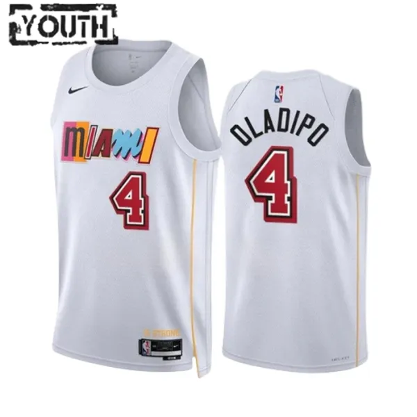 Nike Miami Heat Victor Oladipo 4 Lasten Pelipaita City Edition 2022-23 Swingman Valkoinen Nike Miami Heat Victor Oladipo 4 Lasten Pelipaita City Edition 2022-23 Swingman Valkoinen