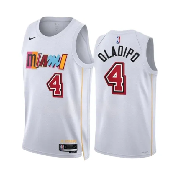 Nike Miami Heat Victor Oladipo 4 Miesten Pelipaita City Edition 2022-23 Swingman Valkoinen Nike Miami Heat Victor Oladipo 4 Miesten Pelipaita City Edition 2022-23 Swingman Valkoinen