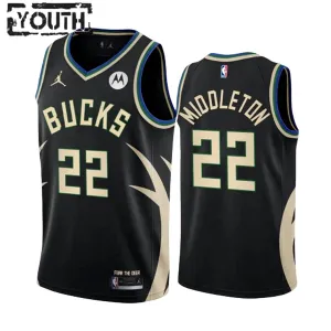 Milwaukee Bucks Khris Middleton 22 Jordan Lasten Pelipaita Statement Edition Swingman Musta Milwaukee Bucks Khris Middleton 22 Jordan Lasten Pelipaita Statement Edition Swingman Musta