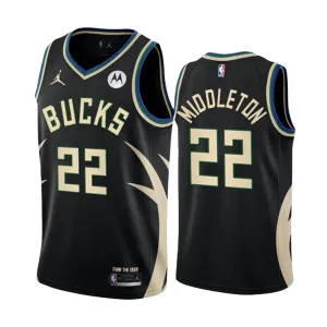 Milwaukee Bucks Khris Middleton 22 Jordan Miesten Pelipaita Statement Edition Swingman Musta Milwaukee Bucks Khris Middleton 22 Jordan Miesten Pelipaita Statement Edition Swingman Musta