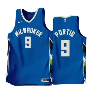 Nike Milwaukee Bucks Bobby Portis JR 9 Miesten Pelipaita City Edition 2022-23 Swingman Sininen