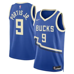 Nike Milwaukee Bucks Bobby Portis JR Miesten Pelipaita City Edition 2024-25 Swingman Sininen