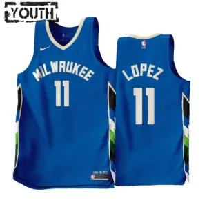Nike Milwaukee Bucks Brook Lopez 11 Lasten Pelipaita City Edition 2022-23 Swingman Sininen