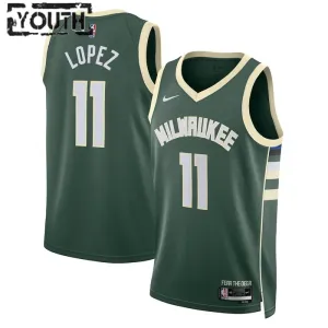 Nike Milwaukee Bucks Brook Lopez 11 Lasten Pelipaita Icon Edition Swingman Vihreä