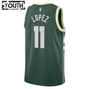 Nike Milwaukee Bucks Brook Lopez 11 Lasten Pelipaita Icon Edition Swingman Vihreä