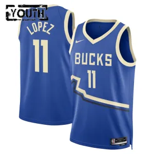 Nike Milwaukee Bucks Brook Lopez Lasten Pelipaita City Edition 2024-25 Swingman Sininen