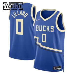 Nike Milwaukee Bucks Damian Lillard Lasten Pelipaita City Edition 2024-25 Swingman Sininen