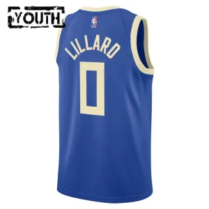Nike Milwaukee Bucks Damian Lillard Lasten Pelipaita City Edition 2024-25 Swingman Sininen