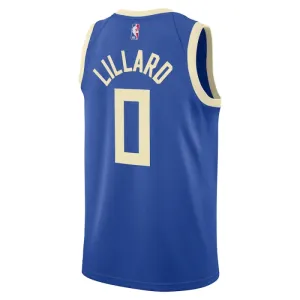 Nike Milwaukee Bucks Damian Lillard Miesten Pelipaita City Edition 2024-25 Swingman Sininen